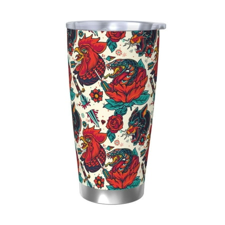 

Logiee Chicken Print 20OZ Car Cup with Lid Stainless Steel Vacuum Insulated Double Wall Travel Tumbler Durable Insulated Coffee Mug Thermal Cup with Straw-Without Straw