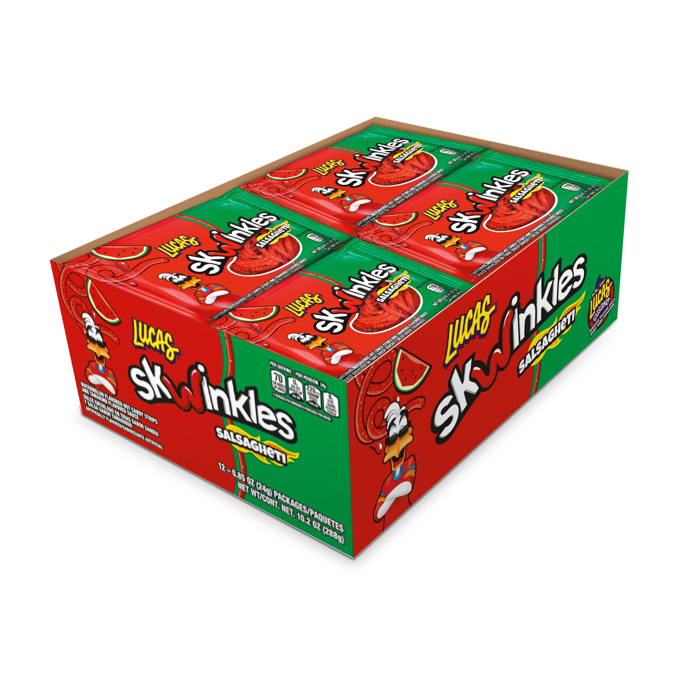 Lucas Skwinkles Salsagheti Watermelon, 0.85 oz, 12 Packages