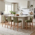 thumbnail image 2 of Guyou 26" Modern Bar Stools Set of 2, Chenille Upholstered Counter Height Barstools, Armless Wooden Bar Chairs for Kitchen Island, Home Bar, Green, 2 of 9