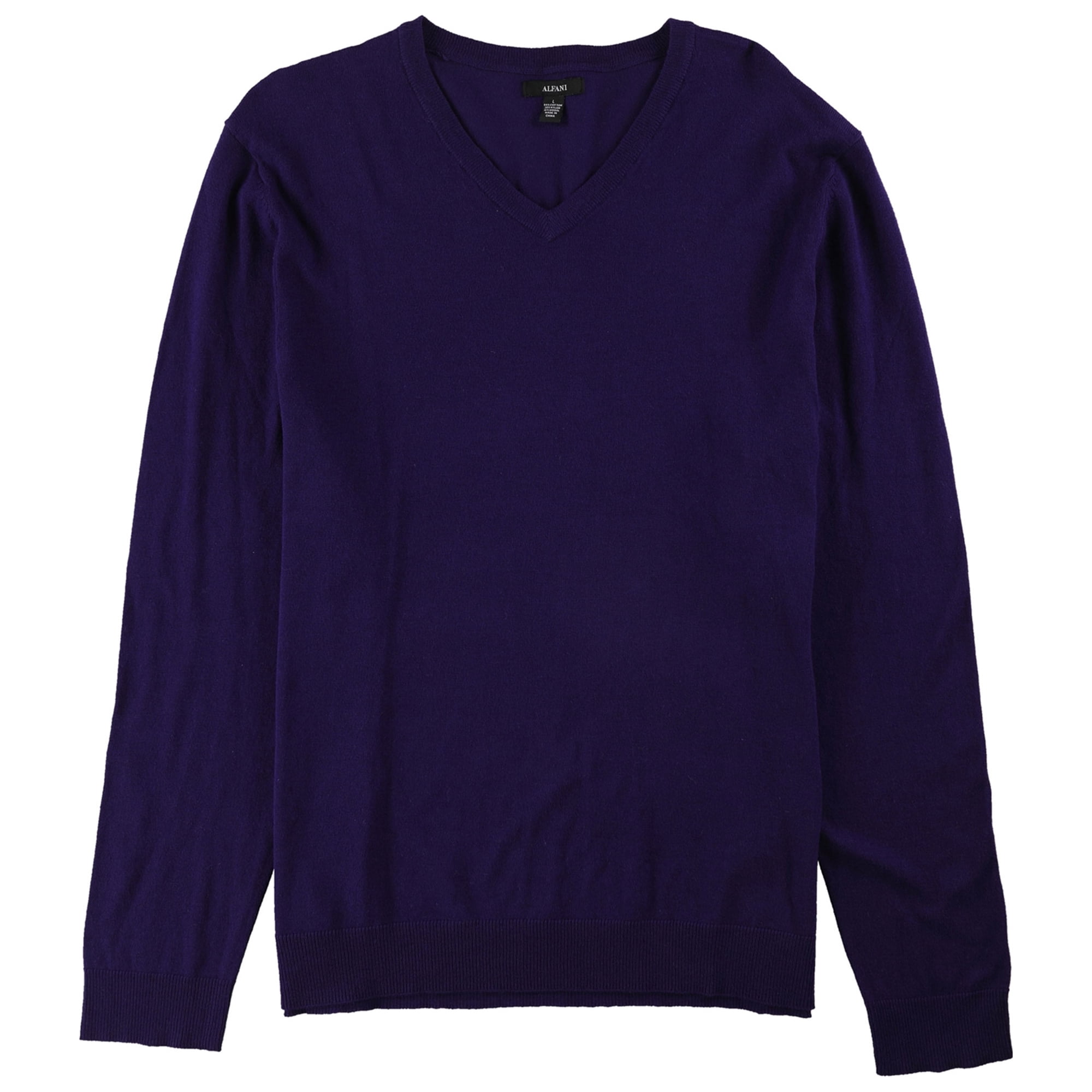 Alfani Mens v neck Knit Sweater, Purple 