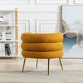 thumbnail image 4 of Modern Accent Chair, Single Leisure Sofa Chair for Adults, Upholstered Accent Living Room Chair with Rose Golden Metal Legs for Living Room Bedroom, Tufted Chair for Reading or Lounging, Mustard, 4 of 7