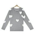 thumbnail image 6 of Generic Womens Cute Love Heart Print Sweaters Oversized Off The Shoulder Loose Knitted Valentine Pullover Blouse Top, 6 of 7