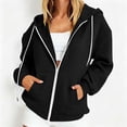 thumbnail image 4 of Qulqfy Hoodies for Women Waffle Knit Black Hooded Lightweight Casual Winter Fall Drawstring Long Sleeve Loose Zip Up Track Jackets with Pockets XL, 4 of 6
