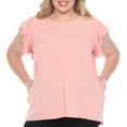 thumbnail image 1 of White Mark Ruffle Sleeve Solid Top (Women's Plus), 1 of 6