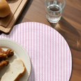 thumbnail image 3 of Pink White Stripe Round 13 Inch Placemats Set of 6, Modern Minimalist Geometric Striped HeatResistant Non Slip Place Mats for Dining Table, Wipeable Braided Kitchen Table Mats for Housewarming, 3 of 9
