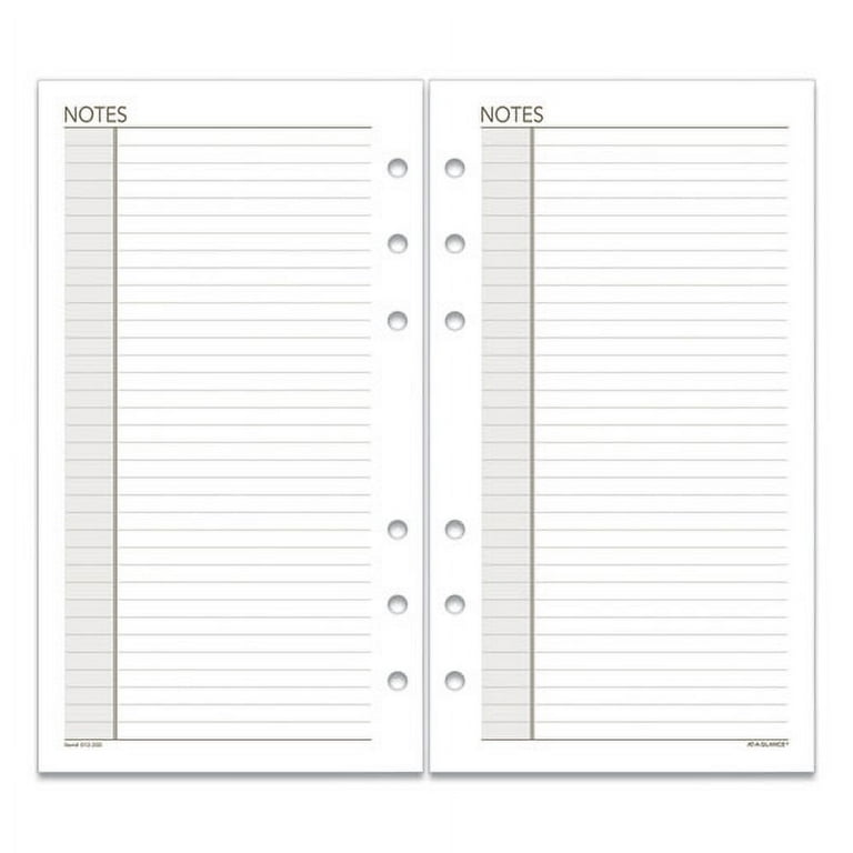 Lined Notes Pages for Planners/Organizers, 6.75 x 3.75, White Sheets, Undated Lined Notes Pages for Planners/Organizers, 6.75 x 3.75, White Sheets, Undated