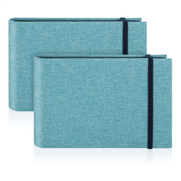 New Arrivals 2 Pack Small Photo Albums, 6x4 Slip in Albums 200 Photos Mini Flip Book Album Portable Cover Memory Blue