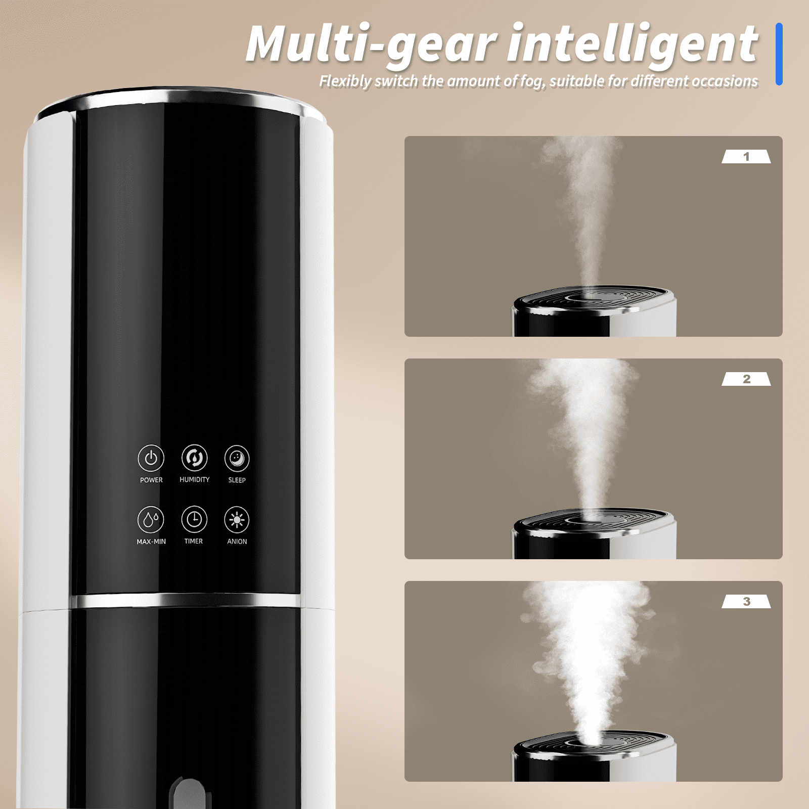 Rocyis Humidifier for Room Home Bedroom, 9L 2.3Gal Cool Mist Tower Top Fill Large Humidifier with Essential Oils,Whole House Floor Humidifiers for Baby,Pets,Plants,with Remote,360° Nozzle,White