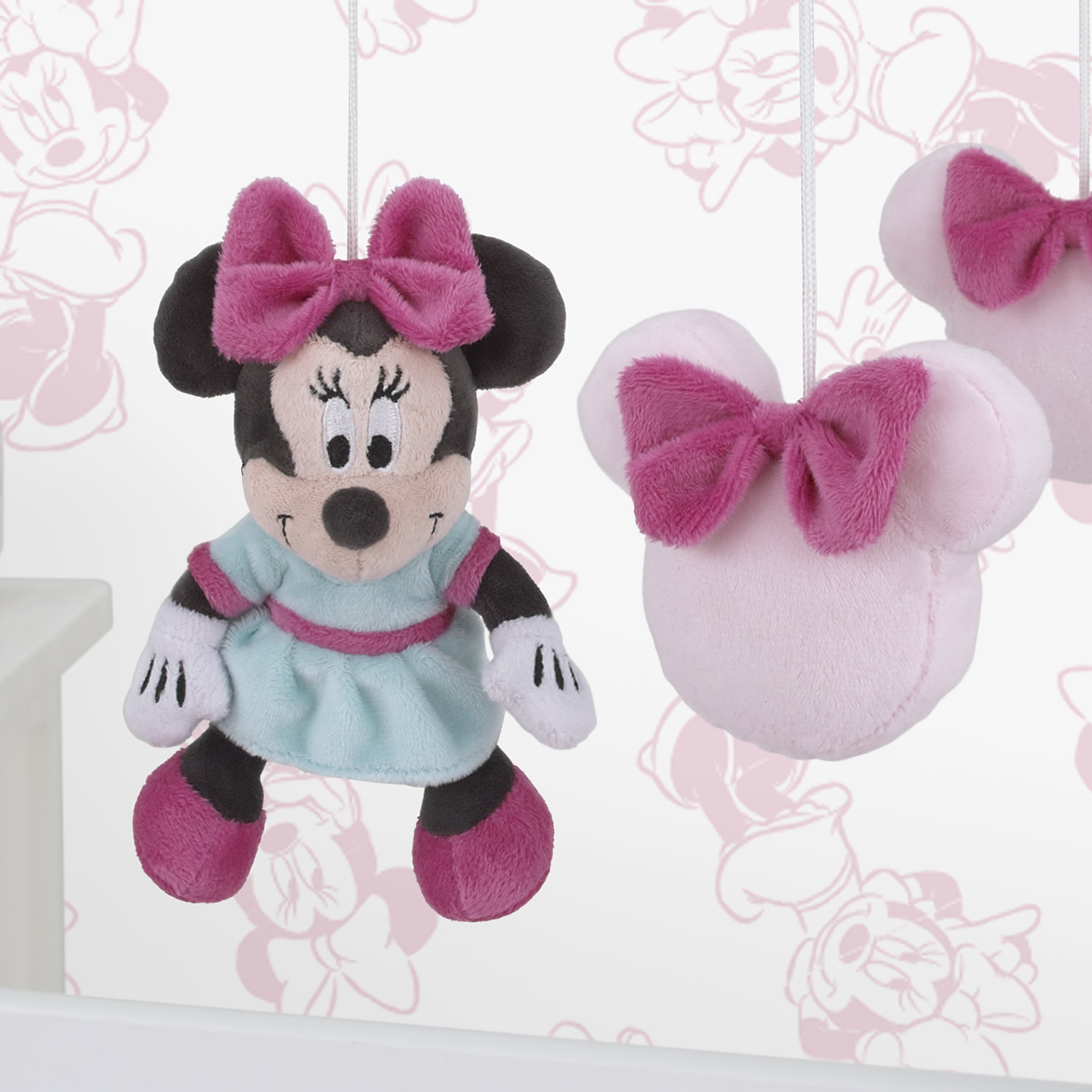 Disney Minnie Mouse Pink and Aqua Musical Mobile for Infant Nursery