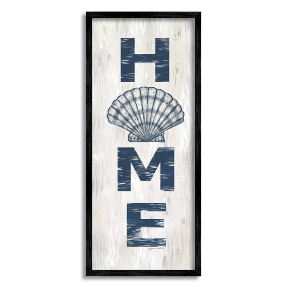 Home Vertical Clam Sign Coastal Graphic Art Black Framed Art Print Wall Art