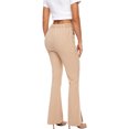 thumbnail image 2 of FANCYINN Women's Casual Pant Flared Split Hem Wide Leg Bell Trousers Stretchy Business Work Pants with Pockets Khaki S, 2 of 5