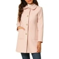 thumbnail image 6 of INSPIRE CHIC Women's Turn Down Collar Single Breasted Winter Mid Length Overcoat XS Pink, 6 of 9