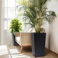 thumbnail image 2 of 22.5 Inch Tall Rectangular Planters Set of 2 Large Modern Plant Pots with Drainage Holes＆Water Level Monitor Outdoor and Indoor for Patio, Porch, Living Room, or Home Office, Black, 2 of 16
