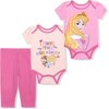 Disney Princess Baby Girls Bodysuit & Pants (Infant Girls) 3 Piece Outfit Set, Sizes 0-24 Months