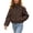Coffee, variant on TEAJOPSUU Women's Cropped Zip Up Jacket Stand Collar Long Sleeve Outerwear Jackets with Pockets for Casual Streetwear Black