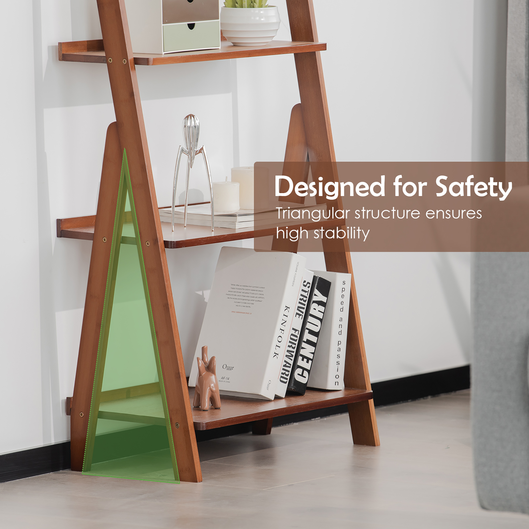 Costway 5-Tier Bamboo Ladder Shelf Bookshelf Display Storage Rack Flower Stand Coffee