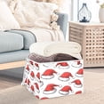 thumbnail image 3 of Yayeee Collapsible Storage Bin with Lid Fabric Closet Decorative Basket with Handles, Red Santa Hats Pattern, 3 of 7