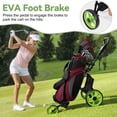 thumbnail image 2 of 3 Wheel Golf Push Cart, Foldable Golf Bag Cart with Ball Loading Aperture, Scorecard Board, Water Bottle Holder, Foot Brake-Green White, 2 of 9