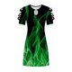 thumbnail image 4 of ICHUANYI Clearance Women Casual Slimming Draw Back Printed Short Sleeves Cold Shoulder Dress(Green, S) ICHUANYI WER2023081010363, 4 of 5