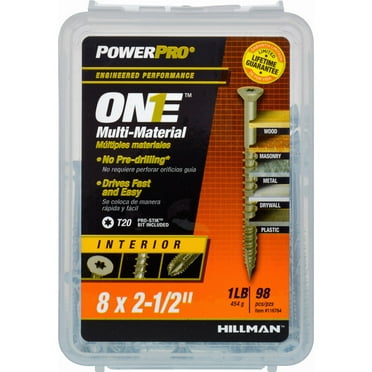 Hillman Fasteners 240678 8 x 2.5 in. Interior Flat Head One Screw - Zinc, Pack of 97