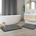 thumbnail image 2 of Set of 2 Small Clara Clark Bath Mat Bathroom Rug - Absorbent Memory Foam Bath Rugs - Non-Slip, Thick, Cozy Velvet Feel Microfiber Bathrug, Plush Shower, Toilet- Floor Bathmats Carpet - Gray - 17"x24", 2 of 6