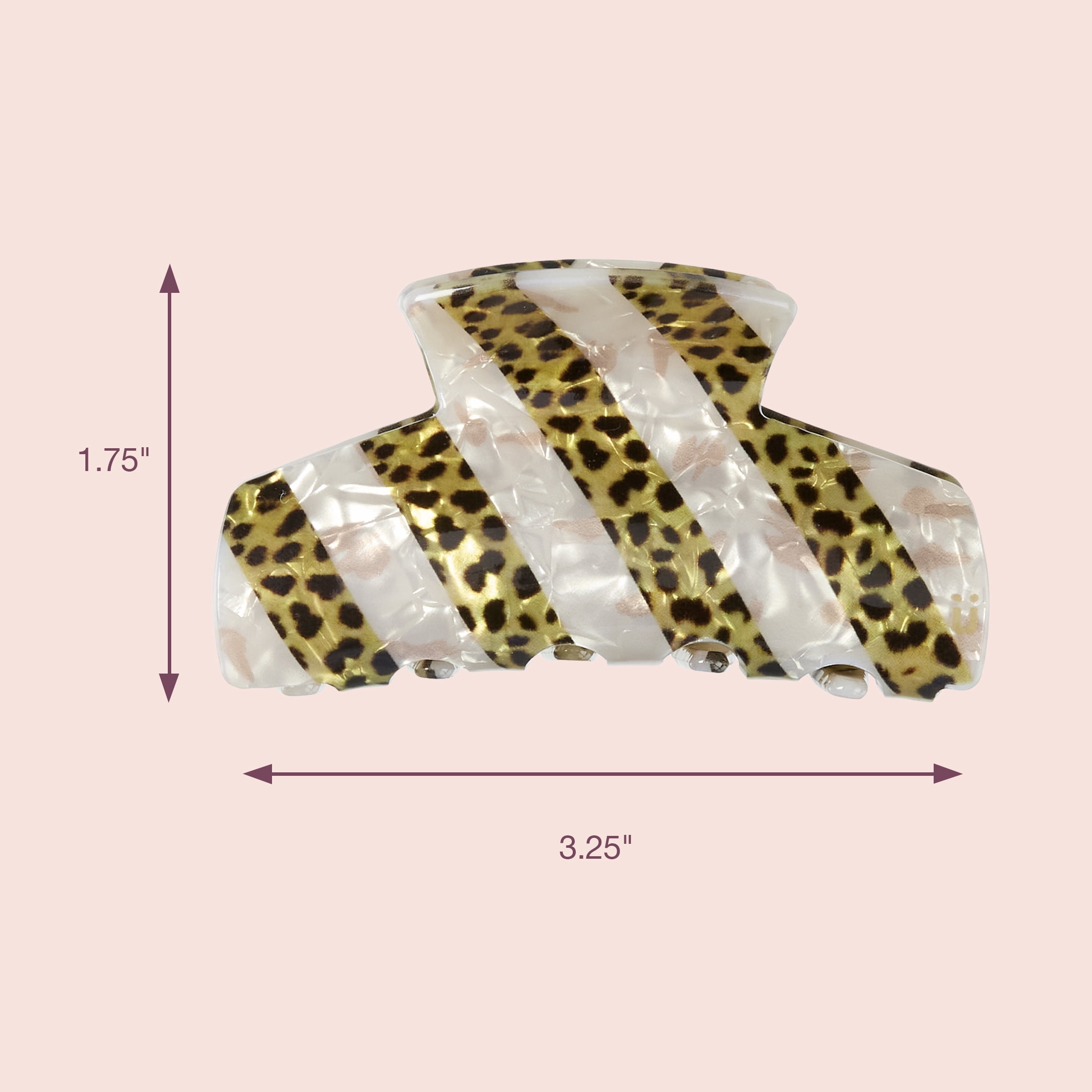 Scunci Luxe by Conair Striped Acrylic Claw Clip, Ivory Pearl & Tortoiseshell, Medium, 1 Count