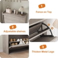 thumbnail image 5 of Ataucjin Shoe Cabinet with 4 Flip Drawers, Wooden Shoe Organizer Cabinet with Adjustable Shelf, Shoe Storage for Entryway, Hidden Shoe Cabinet for Hallway, Living Room, 5 of 6