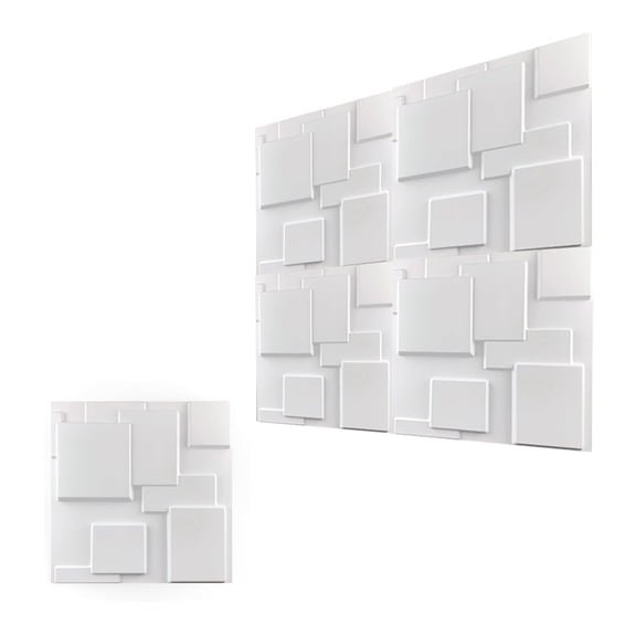 FLOLEOPA Textures 3D Wall Panels White Design for Interior Wall Decor Pack of 20 Tiles 19.4 Sq Ft (PVC)