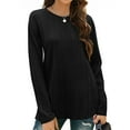 thumbnail image 5 of Sevevn Women's Solid Color Ribbed Knit Casual Crew Neck Fall Dressy Tops for Women Tunic Blouse Black XXL, 5 of 9