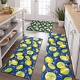 thumbnail image 2 of Yellow Lemon Fruit Slices Blue Pattern Kitchen Rugs Sets Of 3,Kitchen Runner Rugs Non Skid Washable,Decorative Kitchen Floor Mats for Kitchen,Sink,Laundry,17"x30"+ 17"x47" + 17"x59", 2 of 6