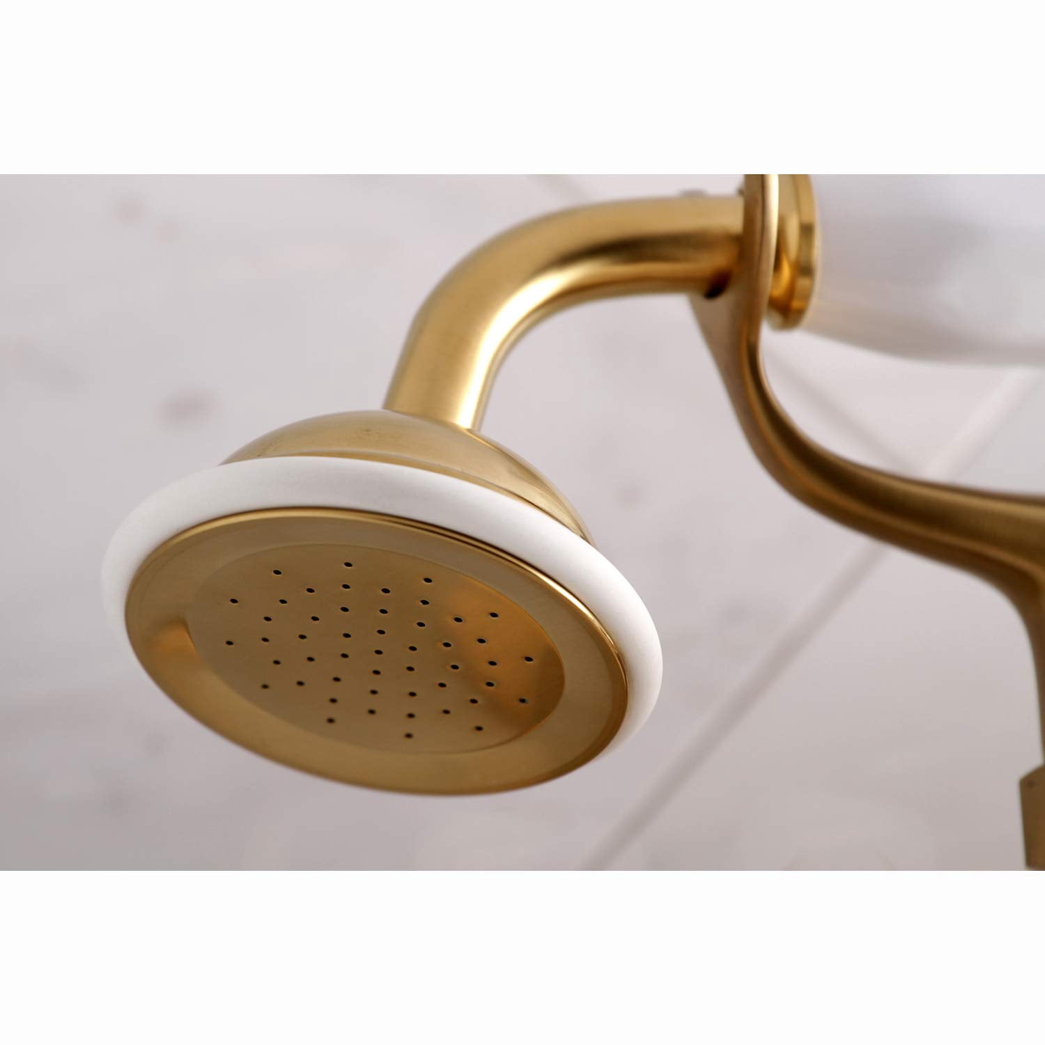 Kingston Brass KS286SB Essex 2-Handle Wall Mount Clawfoot Tub Faucet with Hand Shower, Satin Brass