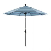Pemberly Row Skye 9' Black Patio Umbrella in Sunbrella 1A Dolce Oasis