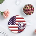 thumbnail image 4 of FMSHPON Independence Day American Flag Bear Set of 4 Round Coaster for Drinks, Absorbent Ceramic Stone Coasters Cup Mat with Cork Base for Home Kitchen Room Coffee Table Bar Decor, 4 of 6