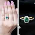 thumbnail image 3 of Rosec Jewels Lab Created Emerald Ring with Moissanite Halo for Women - 6X8 mm - AAAA Quality, 18K Yellow Gold, US 8.50, 3 of 9