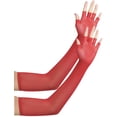 thumbnail image 5 of ToBeInStyle Women's Fishnet 100% Nylon Arm Length Glove Warmers - Red, 5 of 5