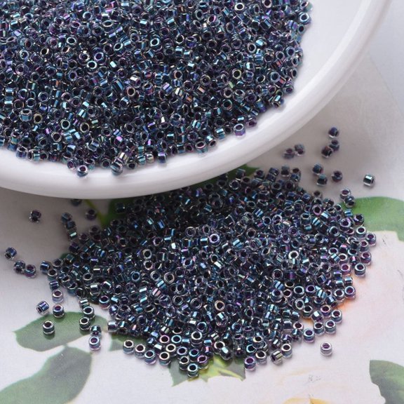 10g MIYUKI Delica Beads Cylinder Japanese Seed Beads 11/0 (DB0059) Amethyst Lined Crystal AB 1.3x1.6mm Hole: 0.8mm about 2000pcs/10g