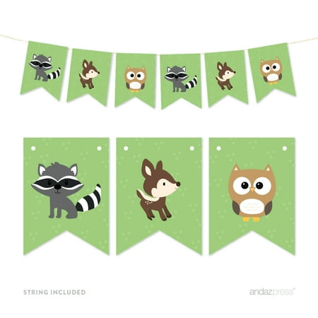 Pennant Party Banner Woodland Animals Fox Raccoon Deer