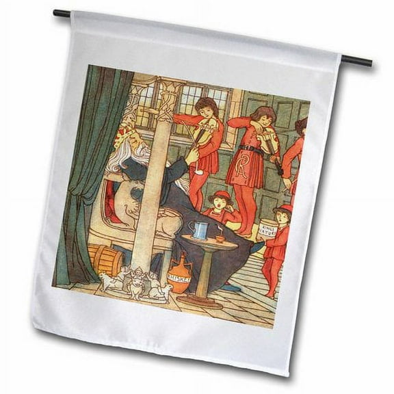 3dRose, Old King Cole- Vintage Nursery Rhyme Illustration, 18 x 27 inch Garden Flag