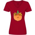 thumbnail image 3 of Inktastic Pumpkin Unicorn for Halloween and Thanksgiving Women's V-Neck T-Shirt, 3 of 5