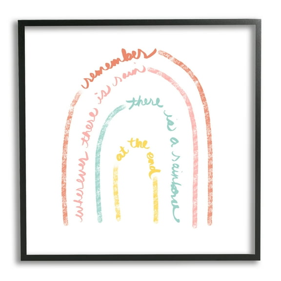 Stupell Indtries Remember Where There Is Rain Phrase Text Rainbow,17 x 30,Design by Anna Quach
