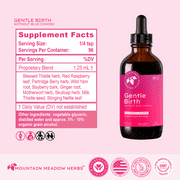 Mountain Meadow Herbs Gentle Birth for Birth Prep/Labor Prep, Fast Acting Liquid Herbal Extract for Childbirth Support w/o Blue Cohosh- 4oz