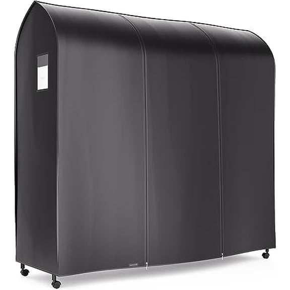 6ft Large Black Clothes Rack Cover with 2 Zippers - Waterproof Nylon, Breathable, Dust Protector for Storage (Garment Rack Cover ONLY)$$Home Decor, Kitchen, & Other