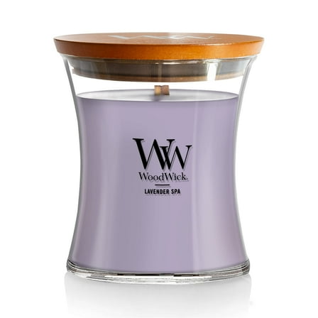 WoodWick Lavender Spa Scented Medium Hourglass Candle, Crackles as it burns, Perfect for gifting, 9.7oz