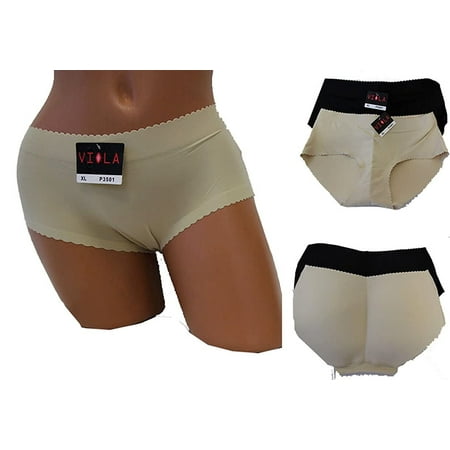 1 piece Seamless Padded Enhancer Shaper Butt Lifter Bikini Panty (3501) (XL X-LARGE, BLACK)