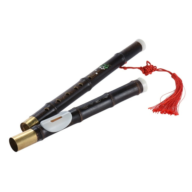 Detchable Natural Black Bamboo Bawu Ba Wu Transverse Flute Pipe Musical Instrument in G Key for Beginner Music Lovers as Gift