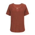 thumbnail image 4 of Scyoekwg Short Sleeve T Shirts for Women V Neck Plus Size Tunic Tshirt Loose Trendy Solid Color Lightweight Blouses (Brown,XXXL), 4 of 6