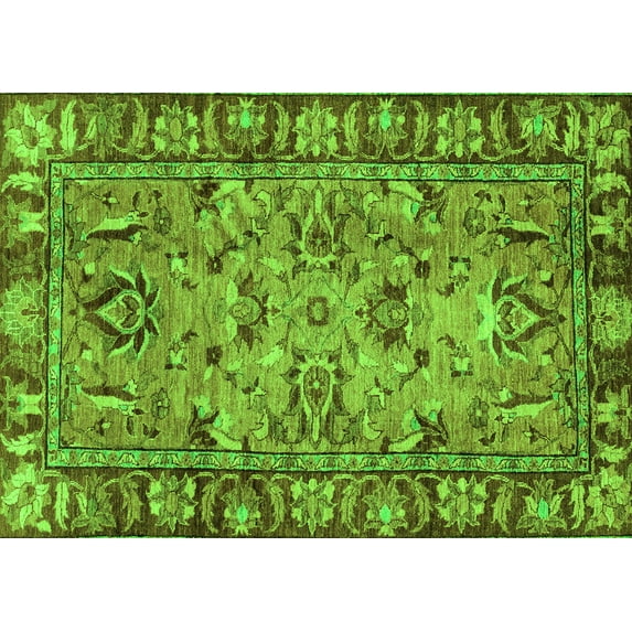 Ahgly Company Indoor Rectangle Abstract Green Modern Area Rugs, 2' x 5'