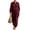 Wine, variant on Szluipve 2 Piece Sets for Women Velvet 2 Piece Outfits Collared Half‑Button Lantern Long Sleeve Top Elastic Cuff Jogger Pants Set Casual Loose Matching Loungewear Suit With Pockets Sky Blue XL