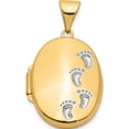 thumbnail image 1 of 14K Yellow & Rhodium Gold White Rhodium-Plated Footprints Locket (24 X 14.1) Made In China xl300, 1 of 6