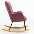 thumbnail image 3 of Modern Rocking Chair Velvet Upholstered Glider Rocker Rocking Accent Chair Padded Seat with High Backrest Armchair Comfy Side Chair for Living Room Bedroom Offices Pink, 3 of 8